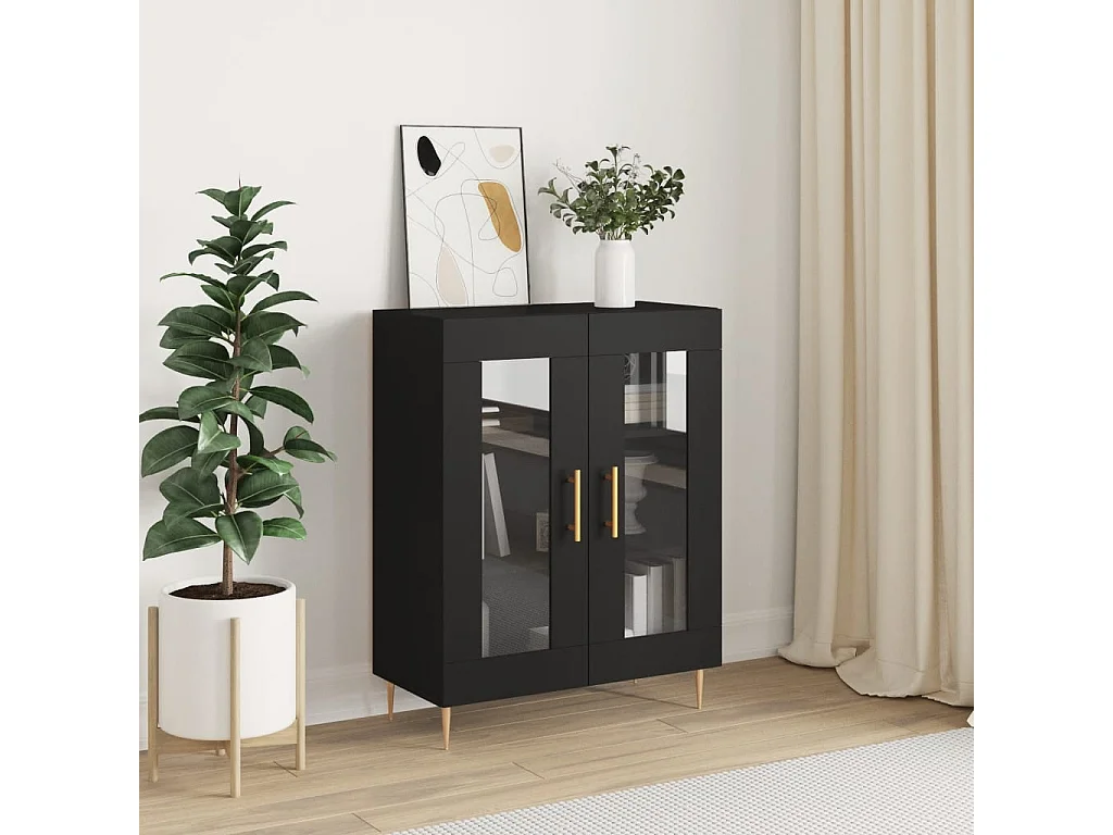 Buffet noir 69,5x34x90 cm bois d'ingénierie