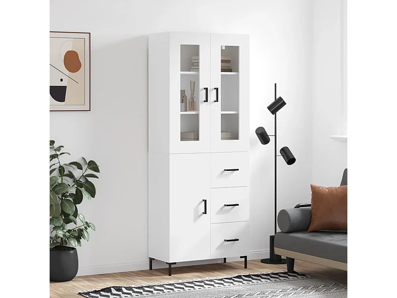 Buffet haut Blanc 69,5x34x180 cm Bois d'ingénierie