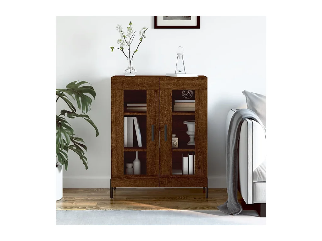 Credenza Rovere Marrone 69,5x34x90 cm in Legno Multistrato