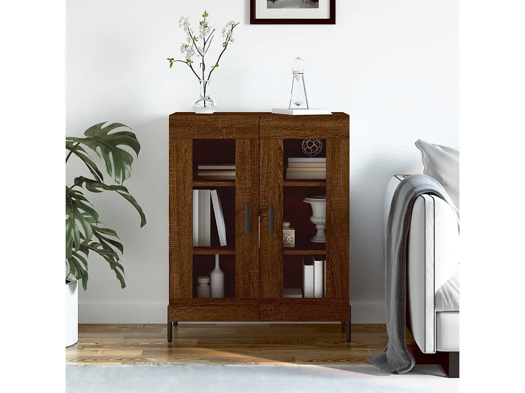 Buffet chêne marron 69,5x34x90 cm bois d'ingénierie