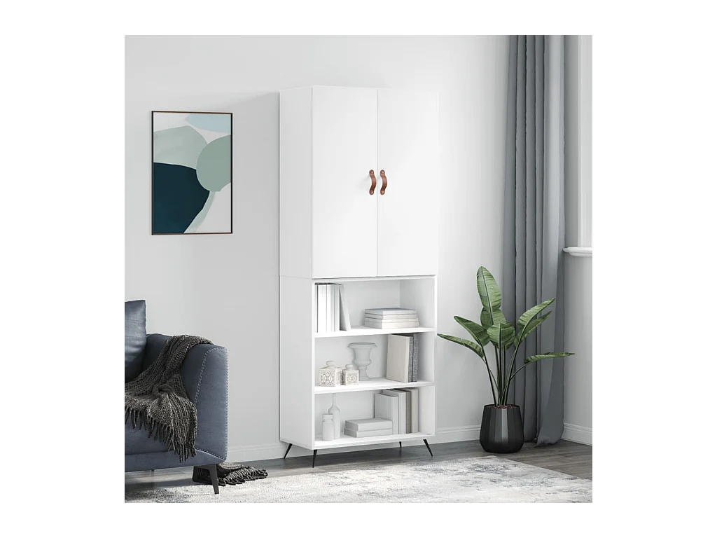 Buffet haut Blanc 69,5x34x180 cm Bois d'ingénierie