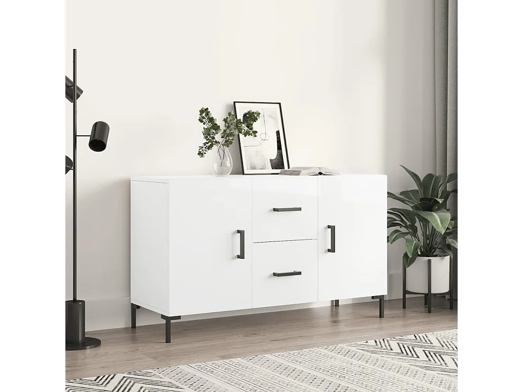 Buffet blanc brillant 100x36x60 cm bois d'ingénierie