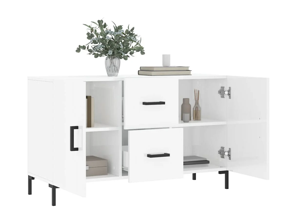 Buffet blanc brillant 100x36x60 cm bois d'ingénierie