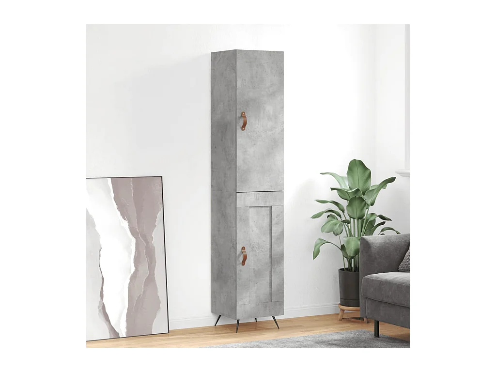 Buffet haut Gris béton 34,5x34x180 cm Bois d'ingénierie