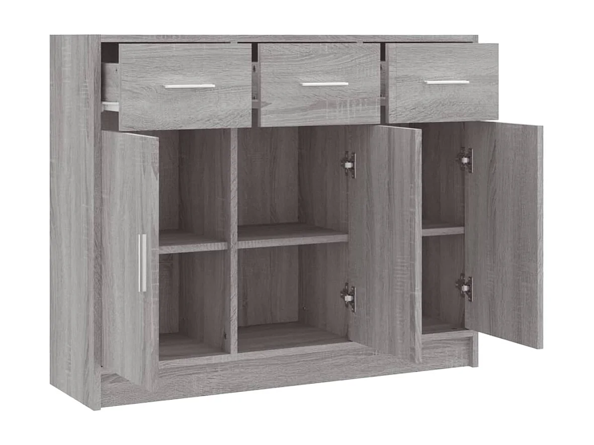 Dressoir 91x28x75 cm bewerkt hout grijs sonoma eikenkleurig