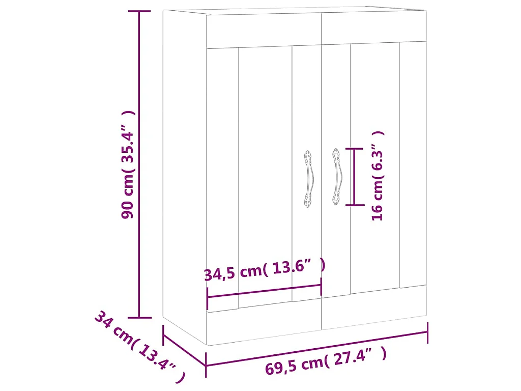 Wandschrank Räuchereiche 69,5x34x90 cm