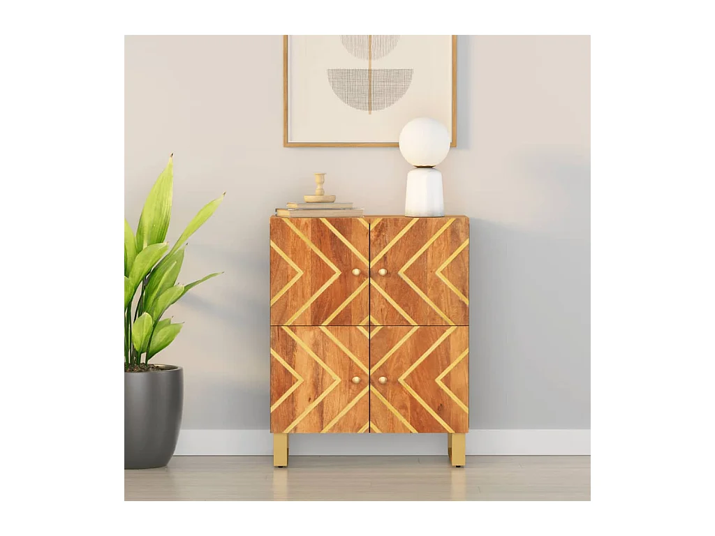 Armoire latérale marron et noir 60x33,5x75 cm bois de manguier