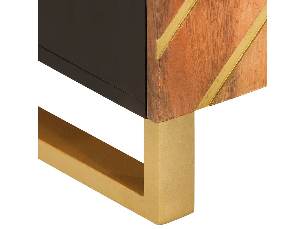 Armoire latérale marron et noir 60x33,5x75 cm bois de manguier