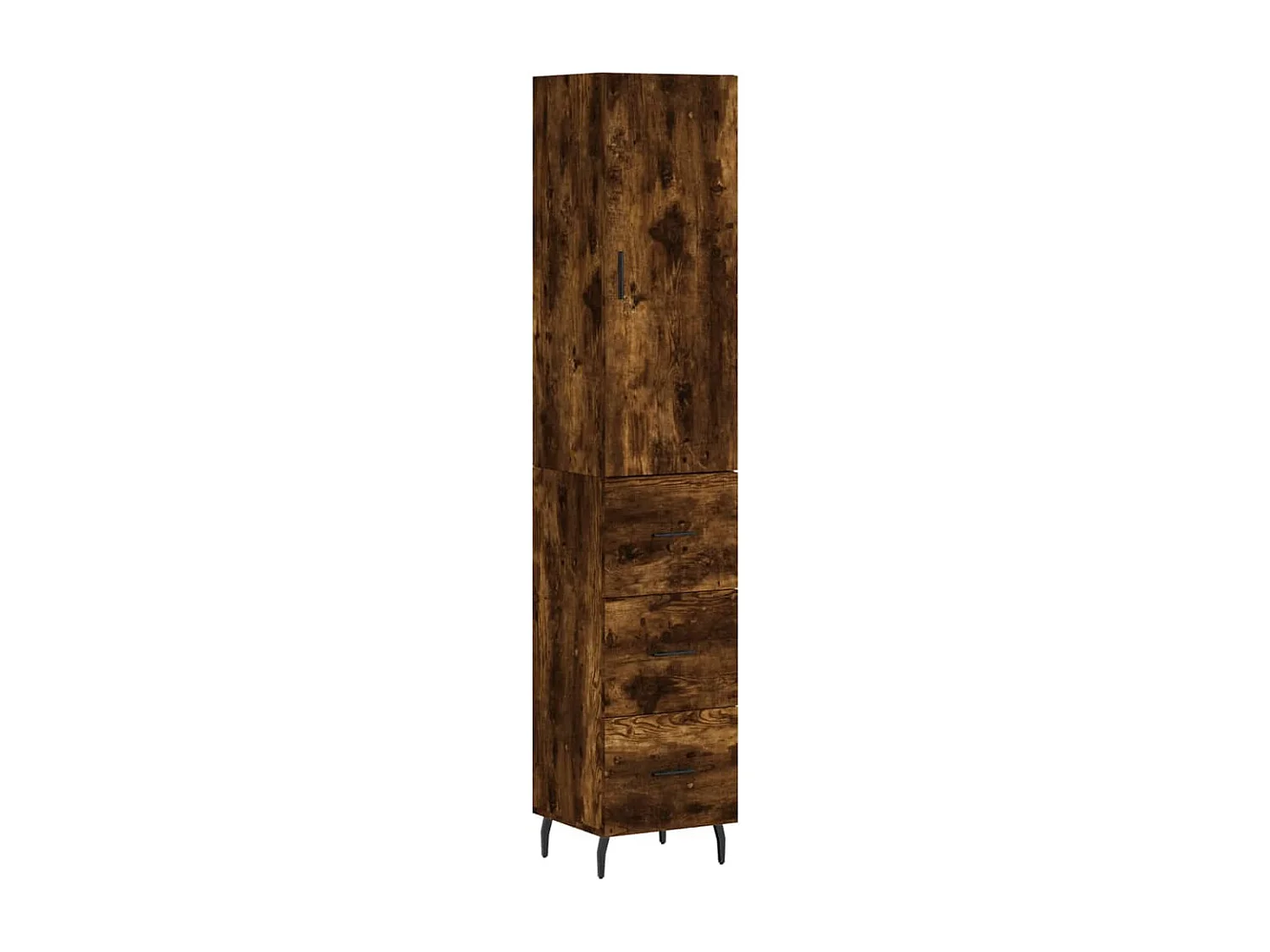 Buffet haut Chêne fumé 34,5x34x180 cm Bois d'ingénierie