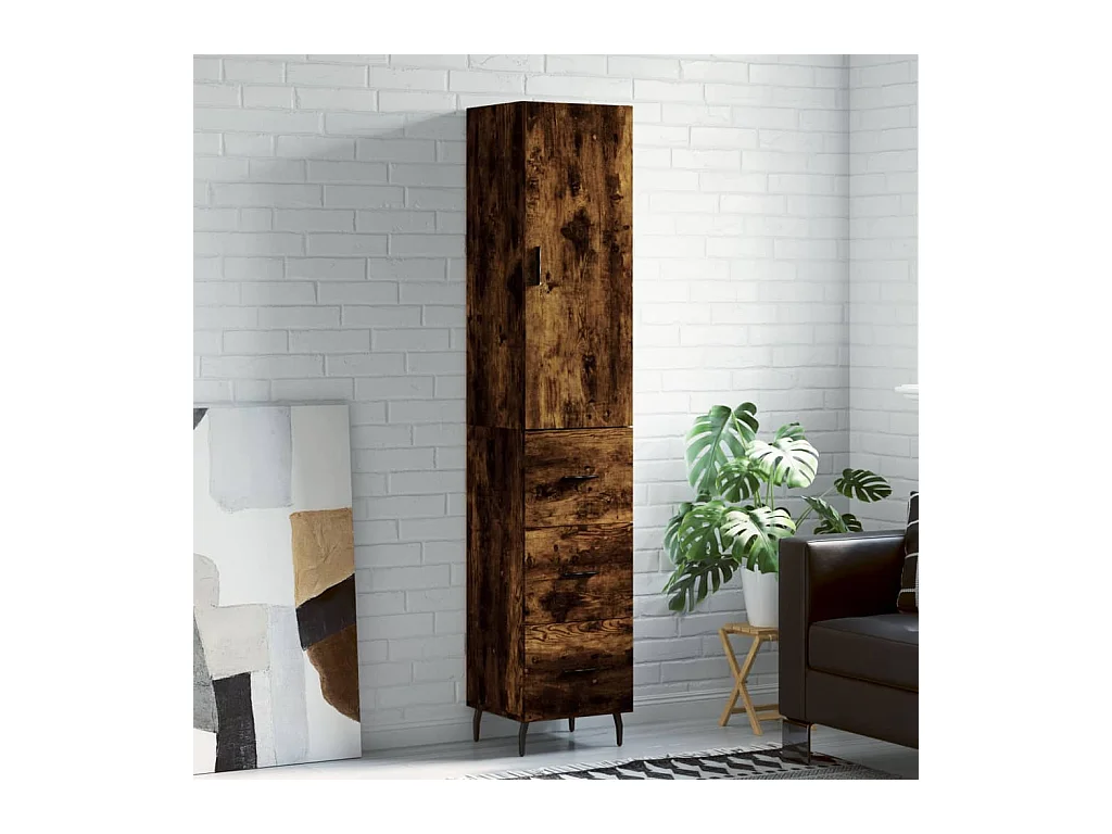 Highboard Räuchereiche 34,5x34x180 cm Holzwerkstoff