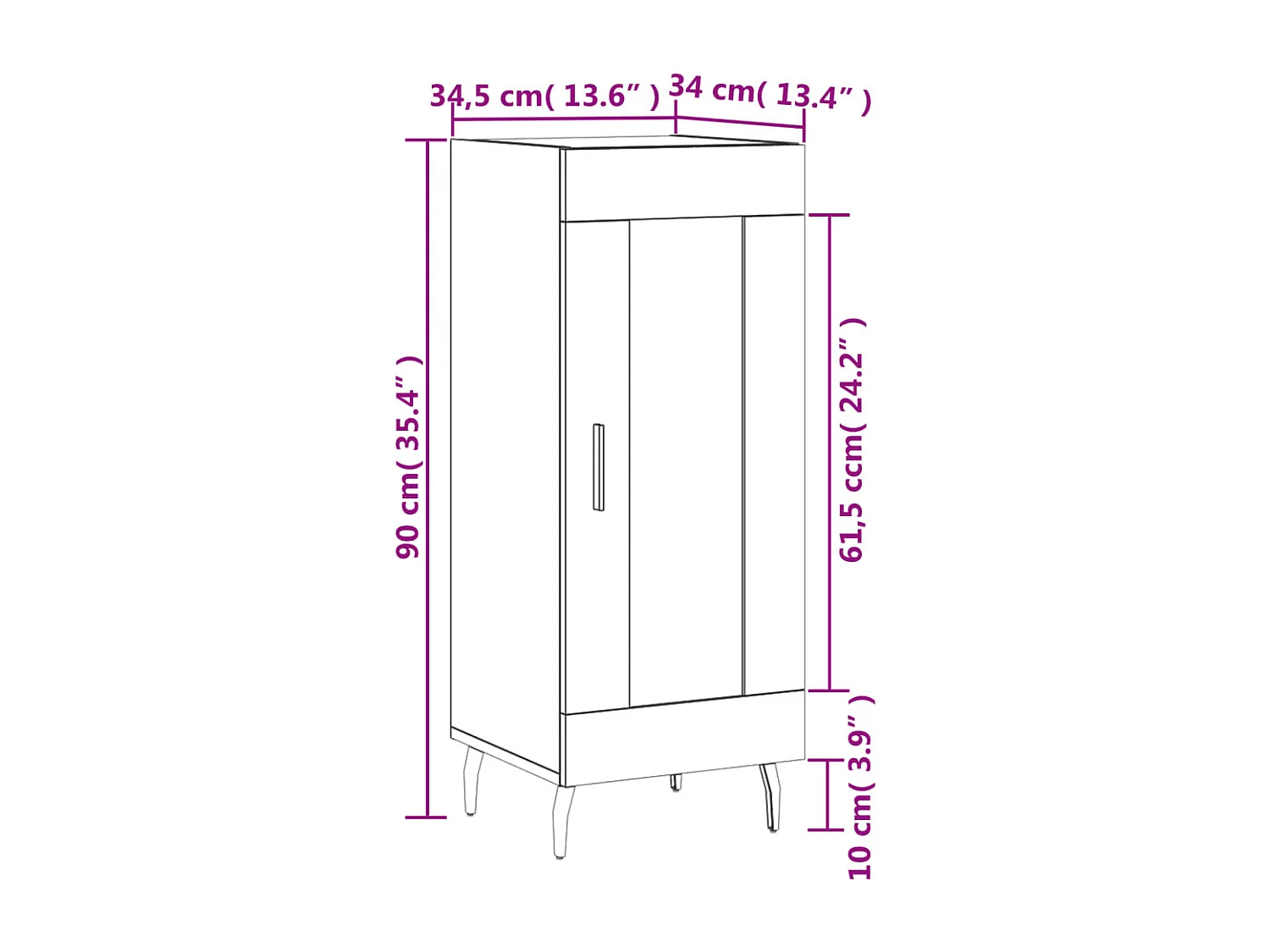 Buffet Sonoma gris 34,5x34x90 cm Bois d'ingénierie