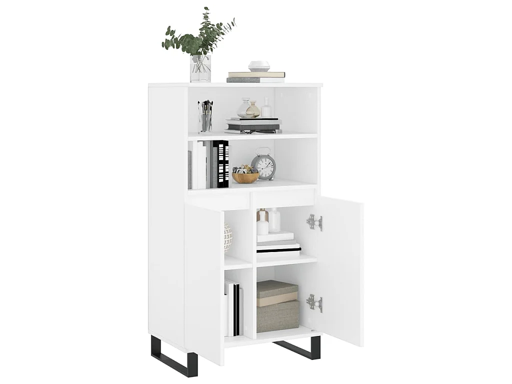 Credenza Alta Bianca 60x36x110 cm in Legno Multistrato