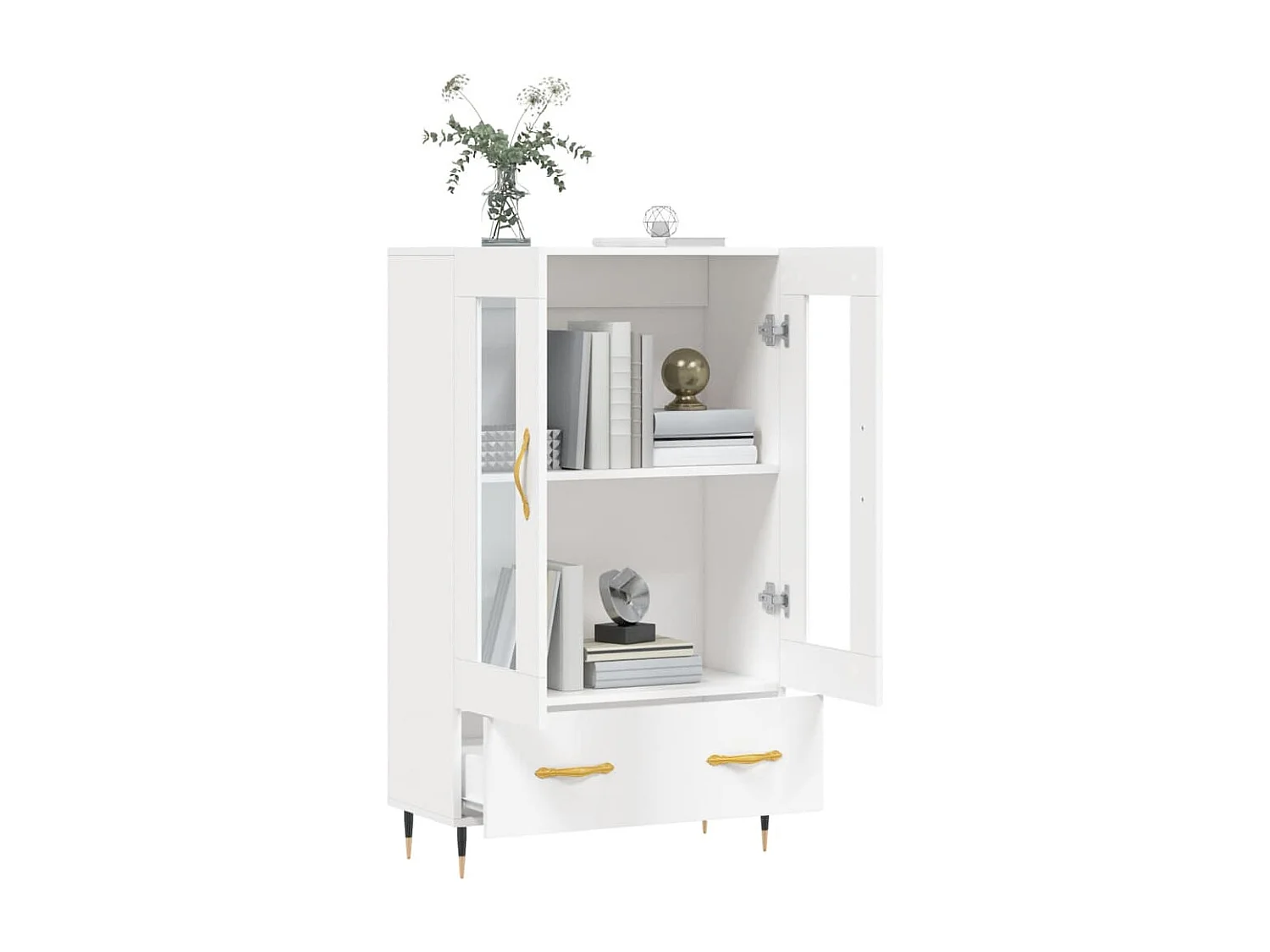 Buffet haut blanc 69,5x31x115 cm bois d'ingénierie