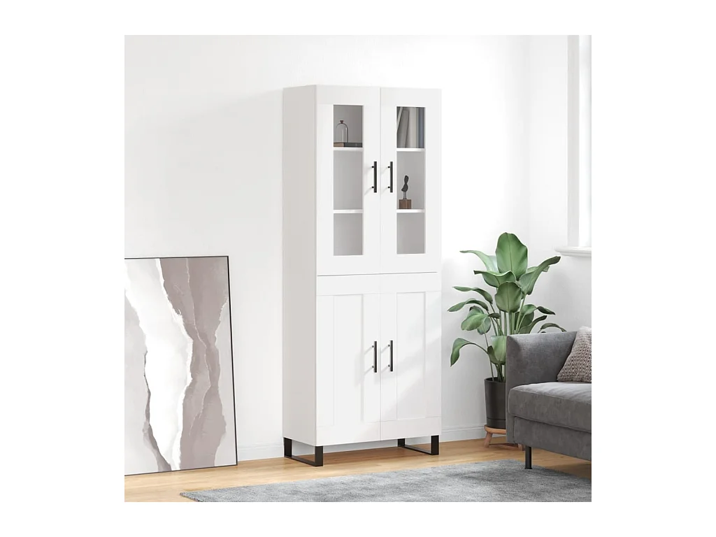 Hoge kast 69,5x34x180 cm bewerkt hout wit