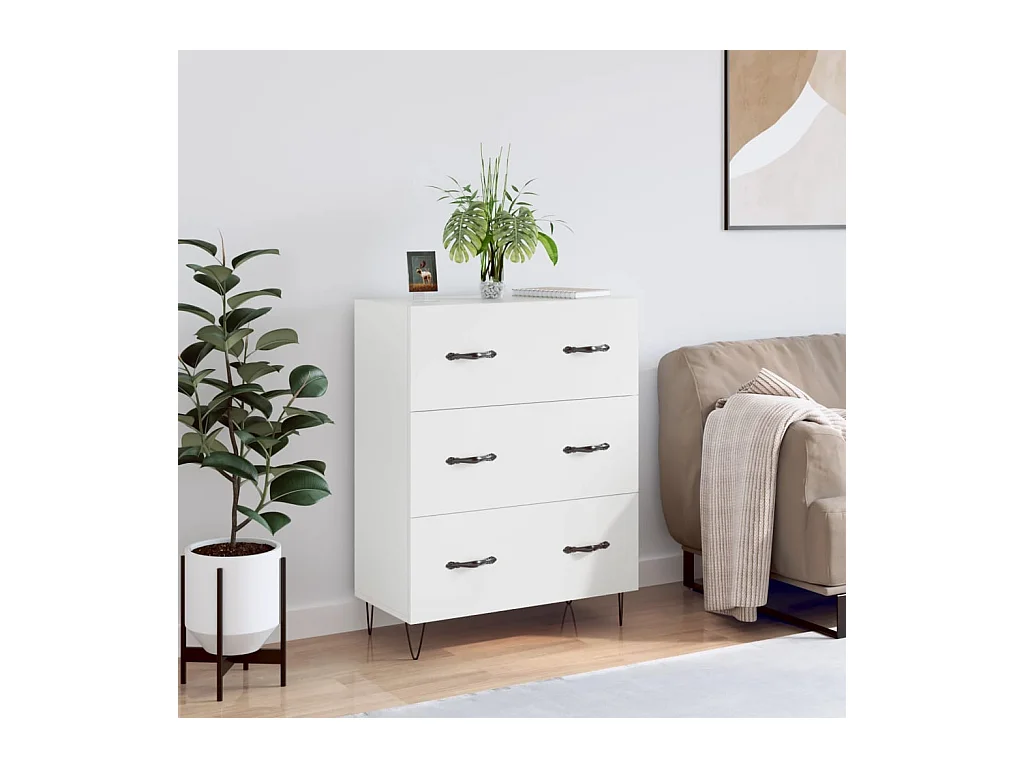 Credenza Bianca 69,5x34x90 cm in Legno Multistrato