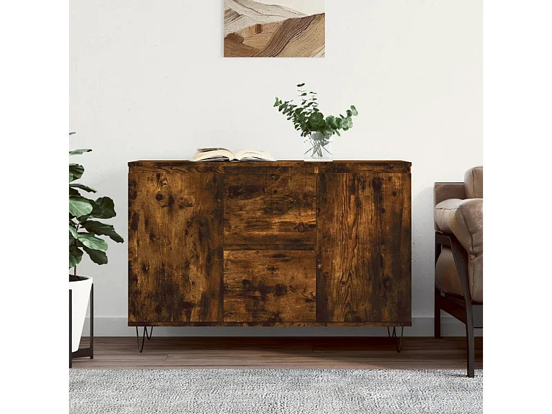Buffet chêne fumé 101,5x35x70 cm bois d'ingénierie