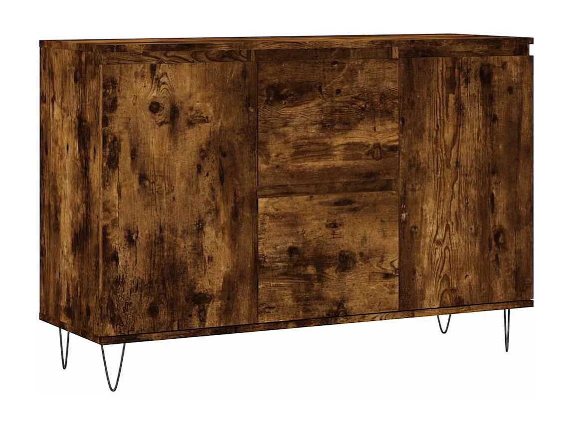 Buffet chêne fumé 101,5x35x70 cm bois d'ingénierie