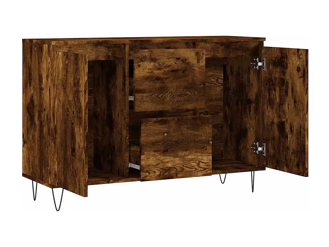 Buffet chêne fumé 101,5x35x70 cm bois d'ingénierie