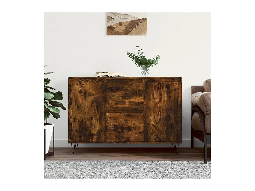 Buffet chêne fumé 101,5x35x70 cm bois d'ingénierie