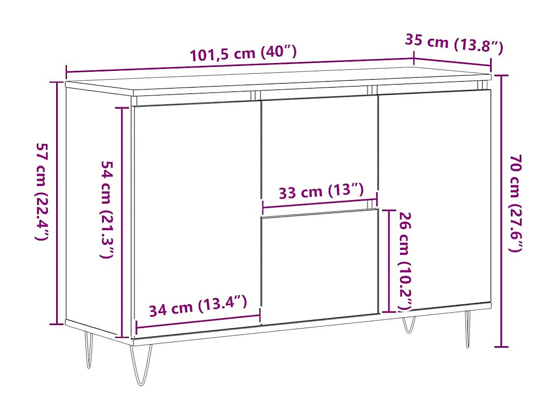 Sideboard Räuchereiche 101,5x35x70 cm Holzwerkstoff