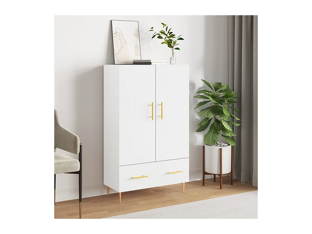 Buffet haut blanc 69,5x31x115 cm bois d'ingénierie