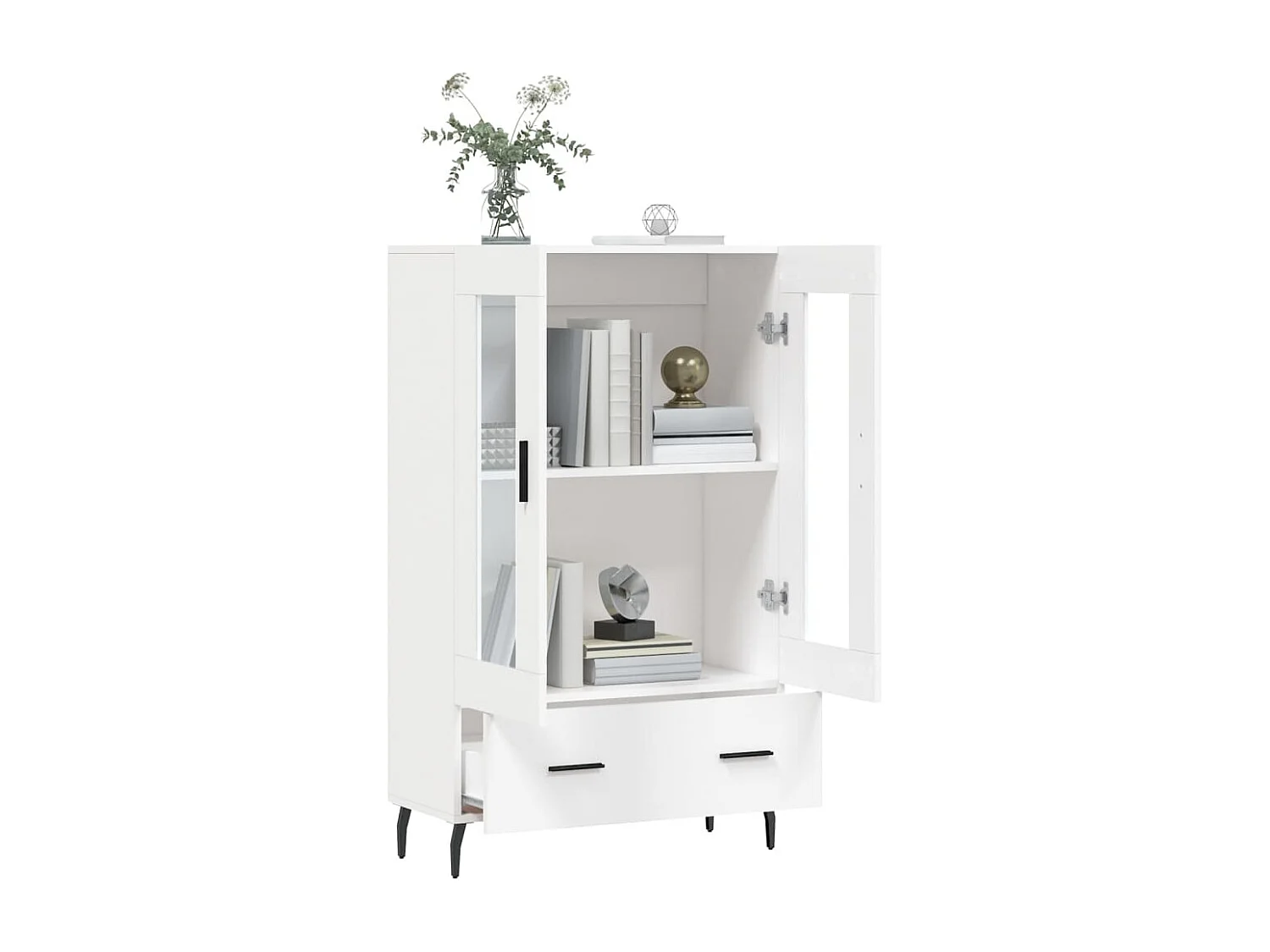 Buffet haut blanc 69,5x31x115 cm bois d'ingénierie