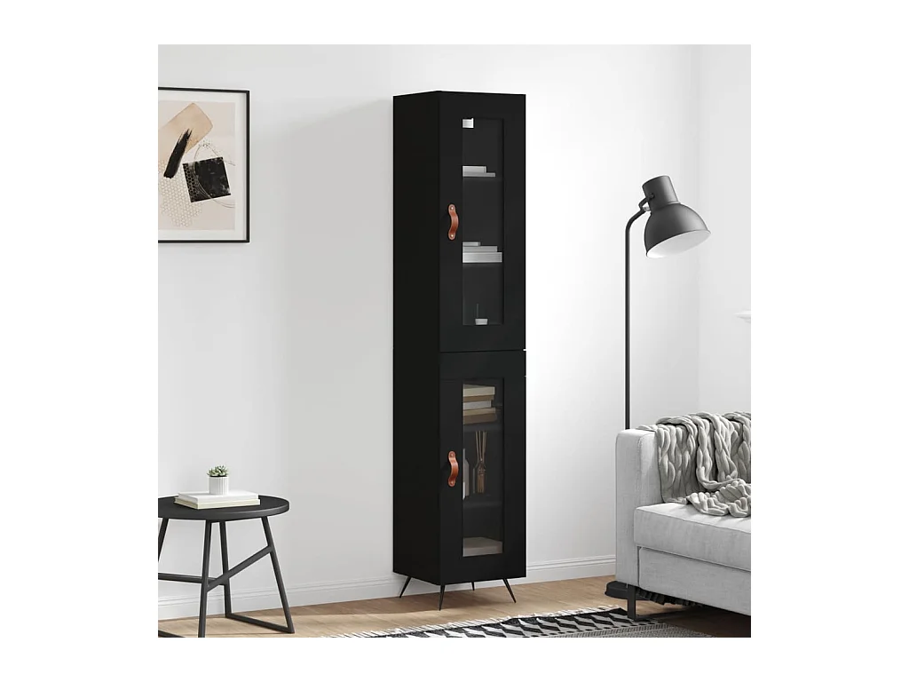 Hoge kast 34,5x34x180 cm bewerkt hout zwart