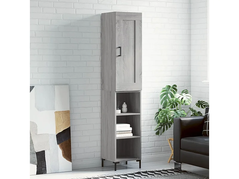 Highboard Grau Sonoma 34,5x34x180 cm Holzwerkstoff