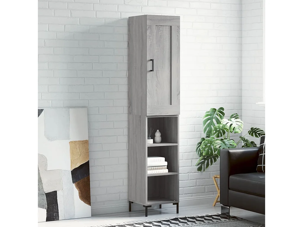 Credenza Grigio Sonoma 34,5x34x180 cm in Legno Multistrato