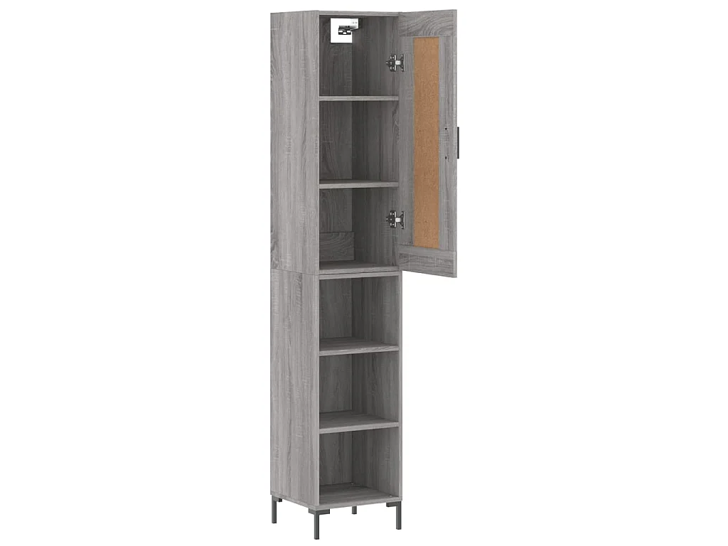 Credenza Grigio Sonoma 34,5x34x180 cm in Legno Multistrato