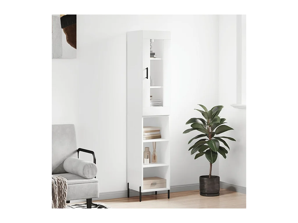 Buffet haut Blanc 34,5x34x180 cm Bois d'ingénierie