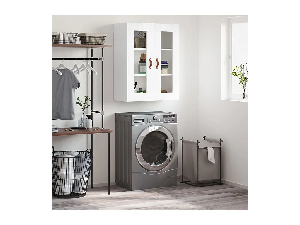 Armoire murale blanc brillant 69,5x34x90 cm