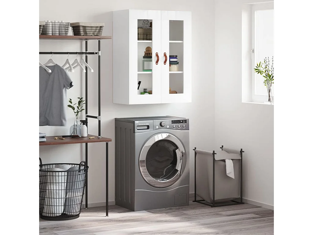 Wandkast 69,5x34x90 cm hoogglans wit