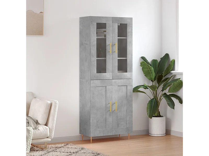 Credenza Grigio Cemento 69,5x34x180 cm in Legno Multistrato