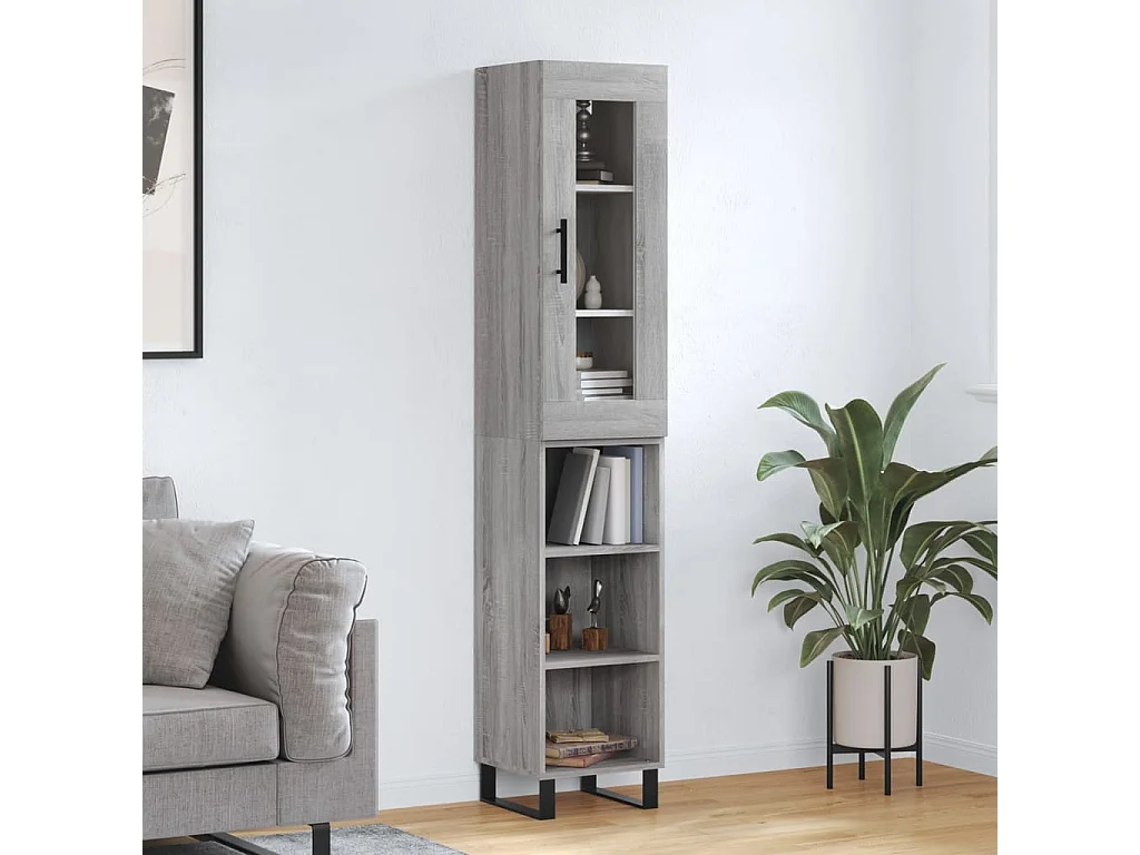 Credenza Grigio Sonoma 34,5x34x180 cm in Legno Multistrato