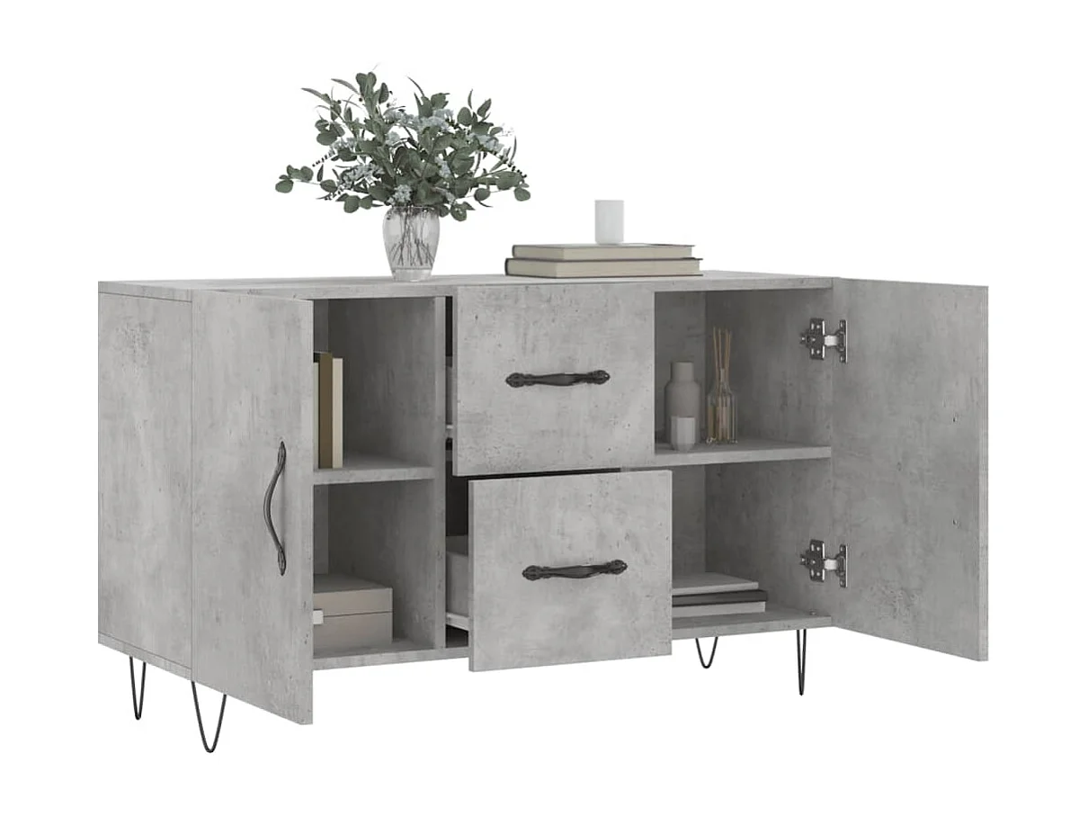Buffet gris béton 100x36x60 cm bois d'ingénierie