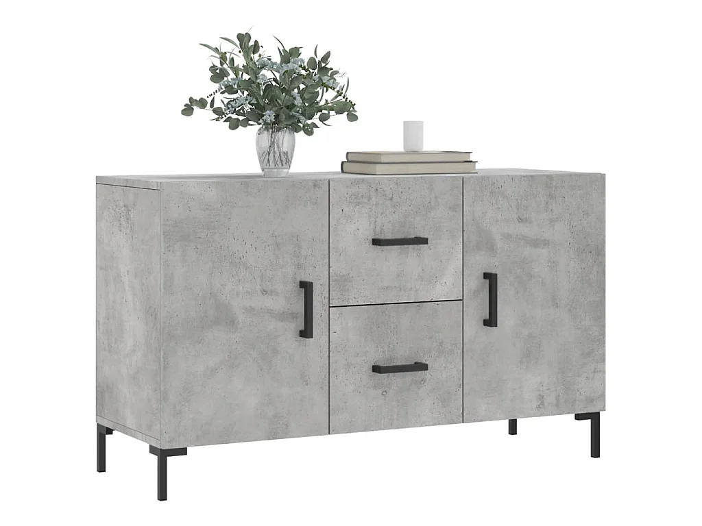 Buffet gris béton 100x36x60 cm bois d'ingénierie
