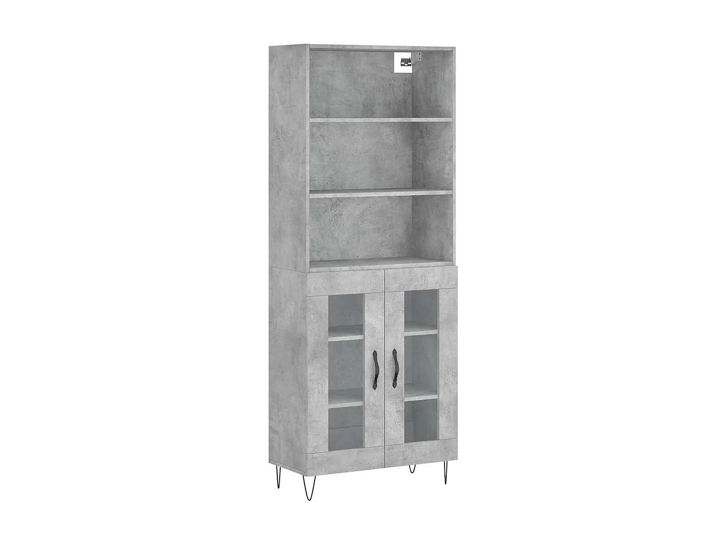 Hoge kast 69,5x34x180 cm bewerkt hout betongrijs