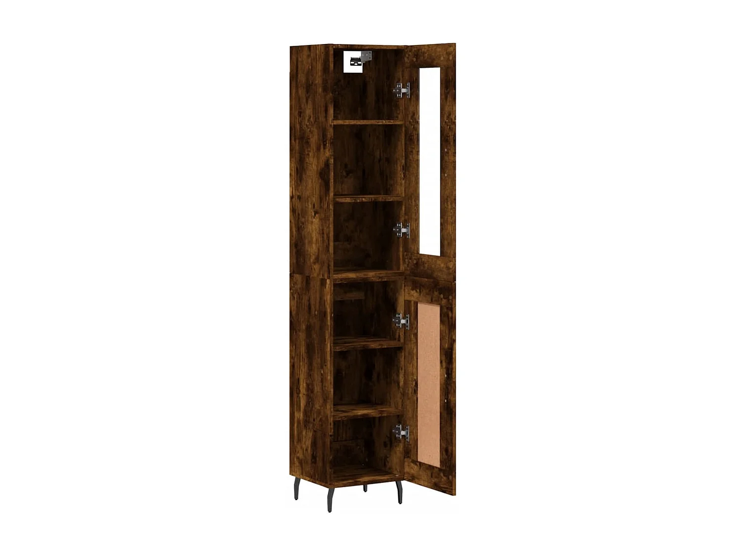 Buffet haut Chêne fumé 34,5x34x180 cm Bois d'ingénierie