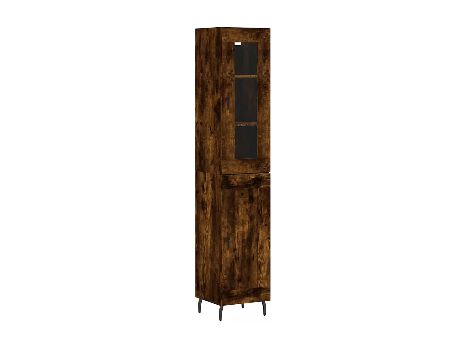 Buffet haut Chêne fumé 34,5x34x180 cm Bois d'ingénierie