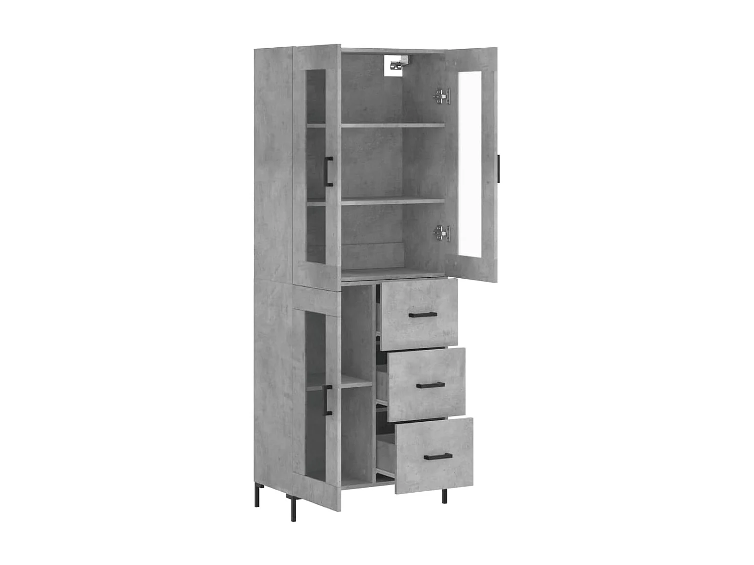 Highboard Betongrau 69,5x34x180 cm Holzwerkstoff