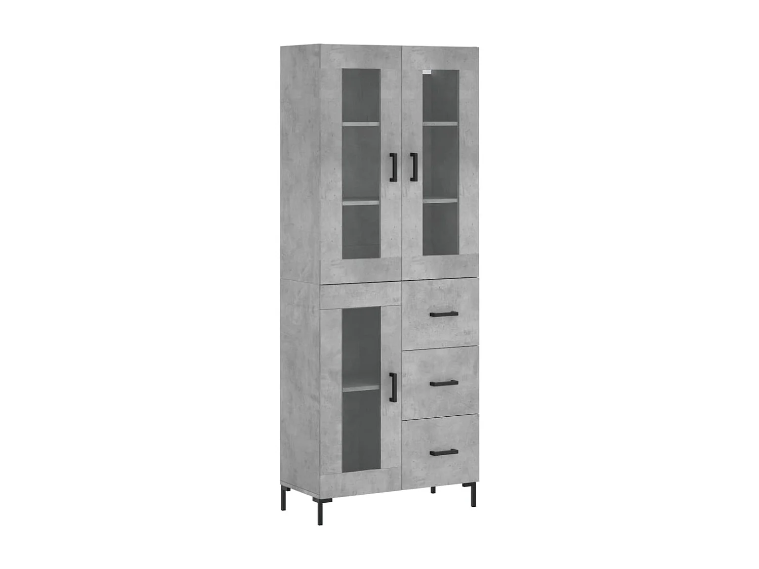 Buffet haut Gris béton 69,5x34x180 cm Bois d'ingénierie