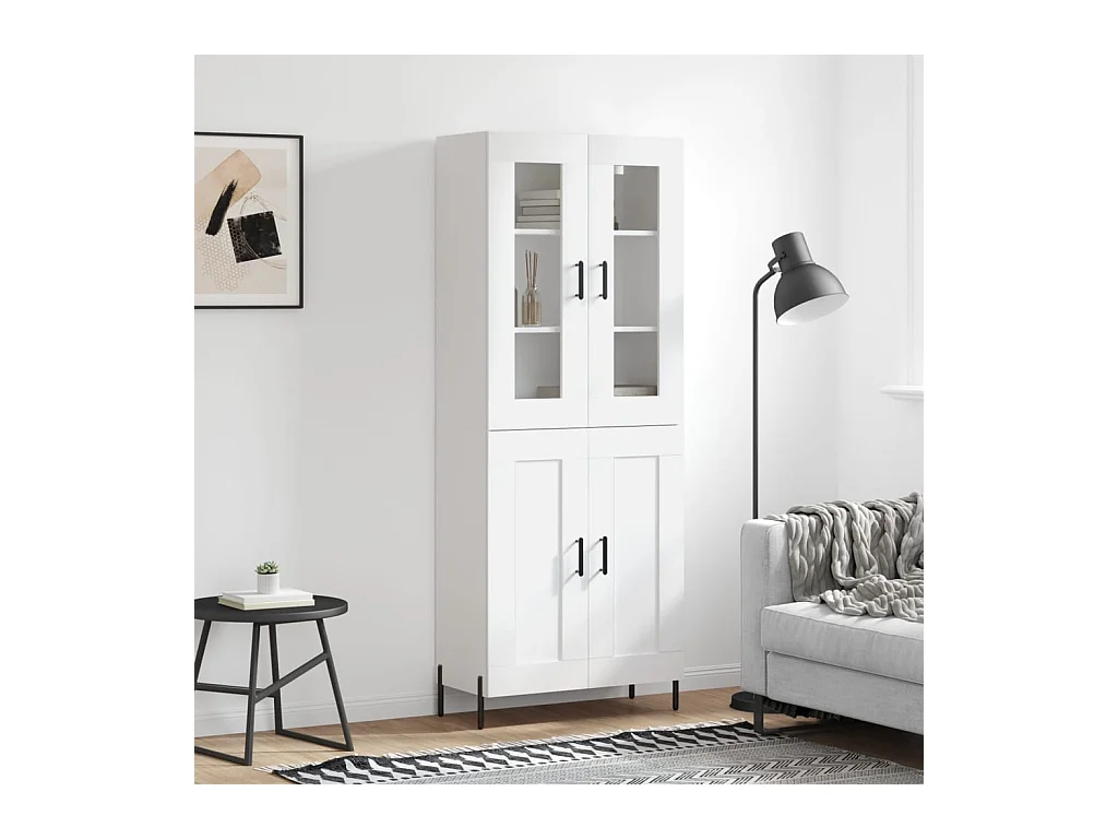 Buffet haut Blanc 69,5x34x180 cm Bois d'ingénierie