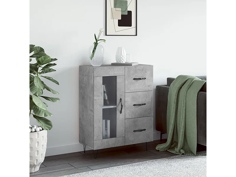 Credenza Grigio Cemento 69,5x34x90 cm in Legno Multistrato