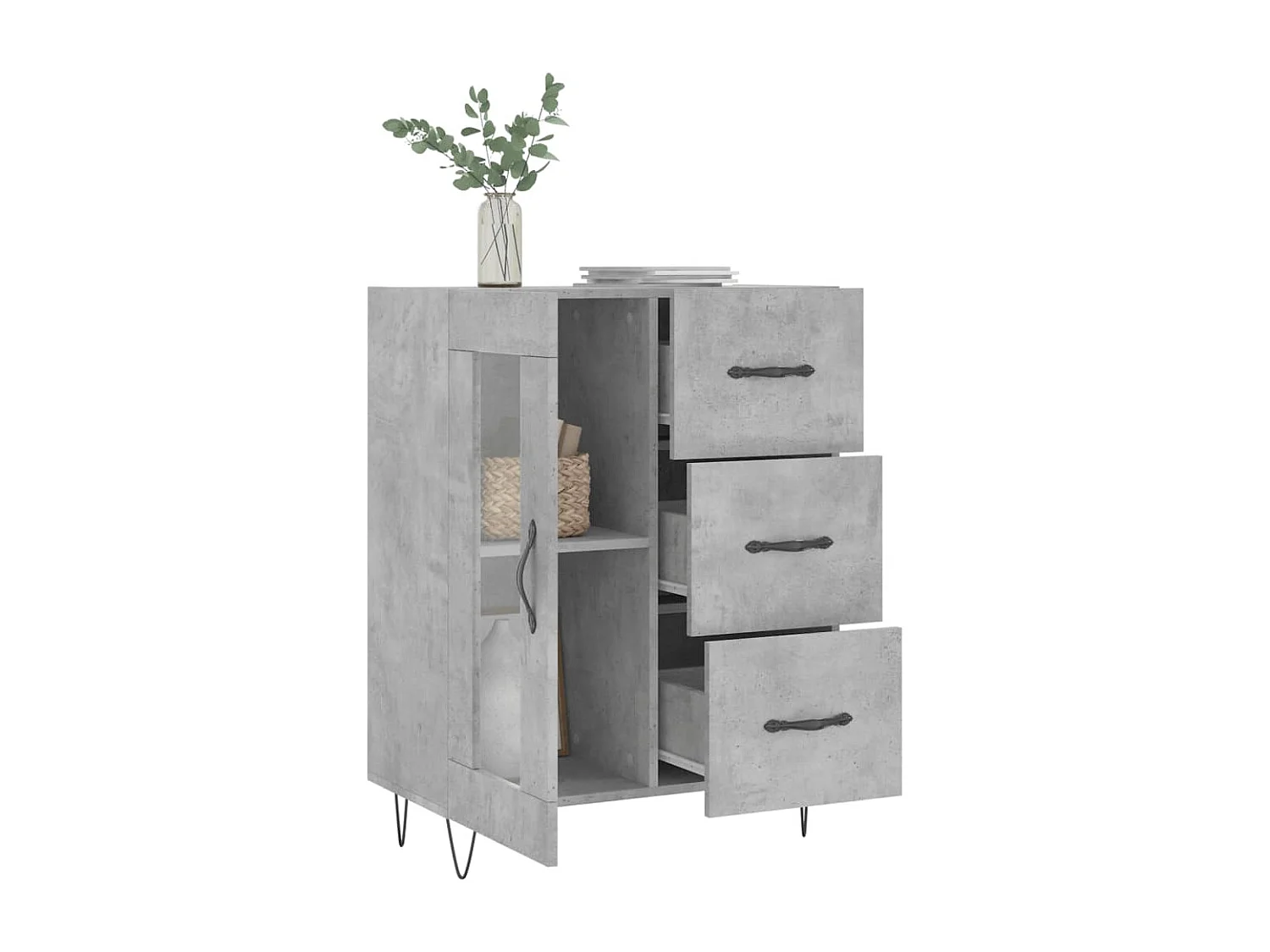 Credenza Grigio Cemento 69,5x34x90 cm in Legno Multistrato