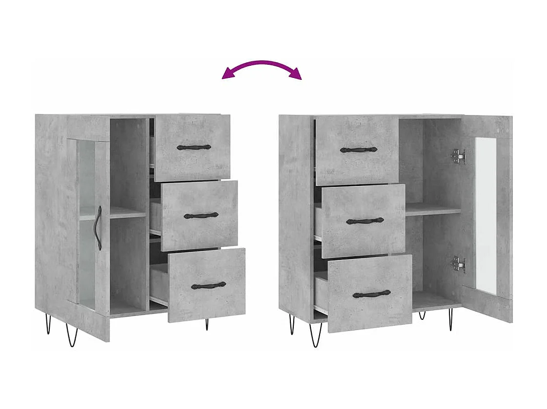 Credenza Grigio Cemento 69,5x34x90 cm in Legno Multistrato