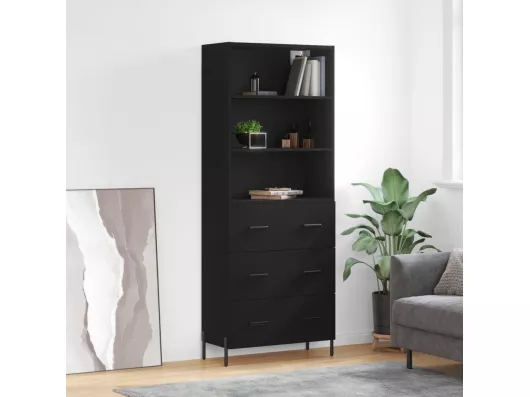 Kauf Unique Highboard Schwarz 69,5x34x180 cm Holzwerkstoff