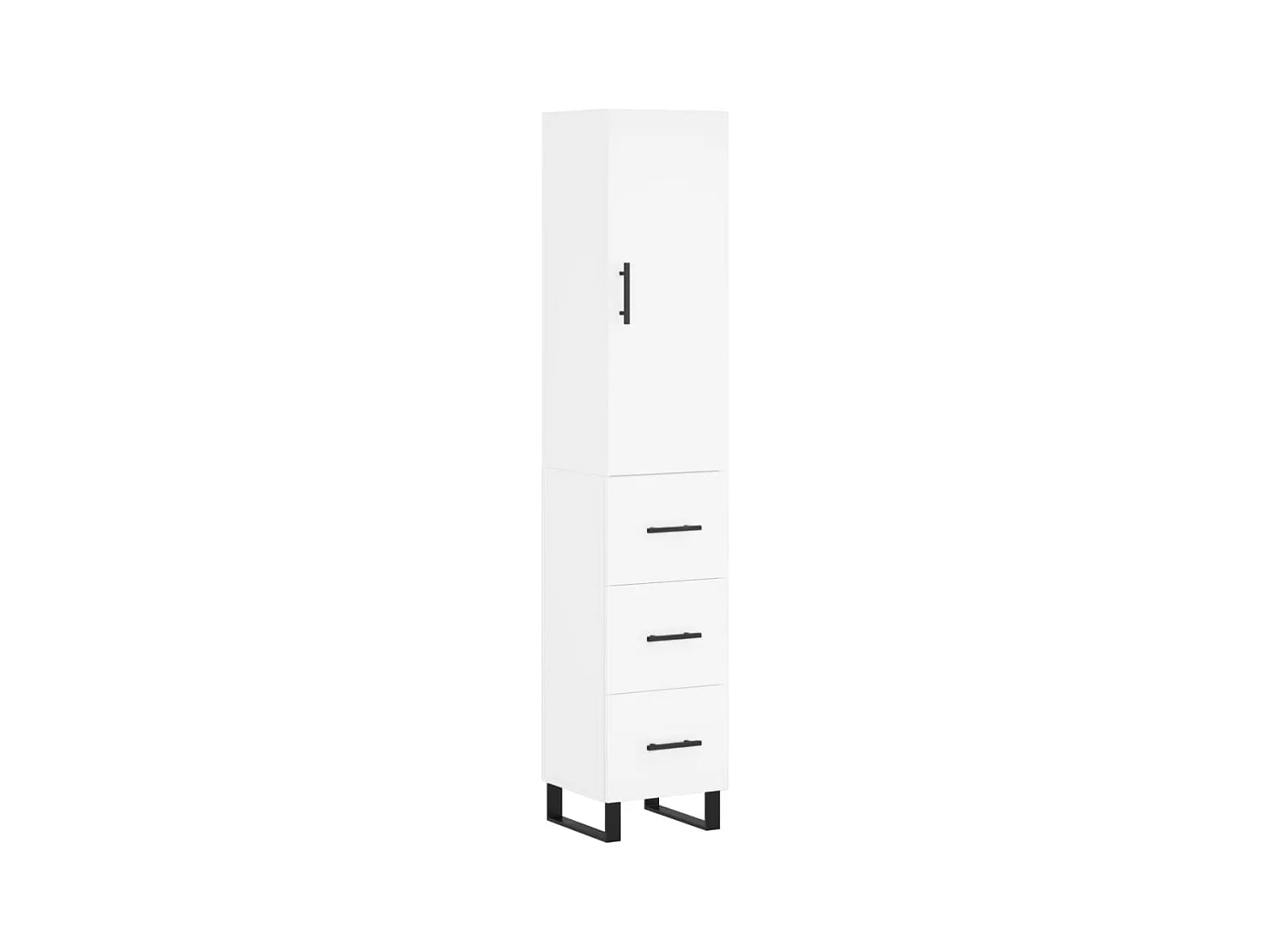 Aparador alto madera contrachapada blanco 34,5x34x180 cm