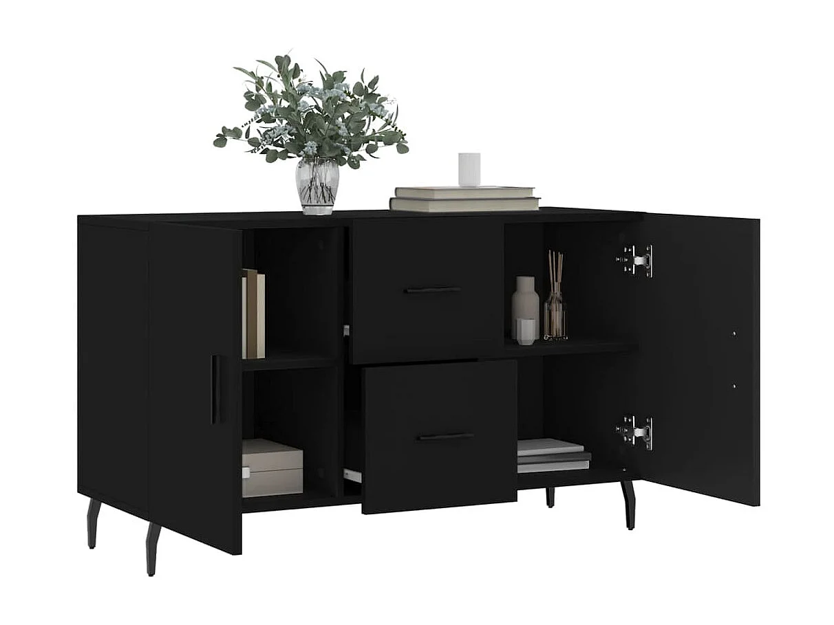 Buffet noir 100x36x60 cm bois d'ingénierie
