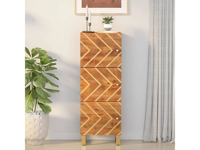 Buffet marron et noir 40x33,5x110 cm bois massif de manguier